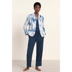 Lafayette 148 NY Tie-Dye Blazer Size 8 & 100% Linen Pants Set Size 4 Blue Design